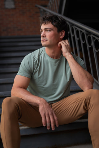 Alyth Active Alive Strong Tee in Stealth Blue - Women's Workout T-Shirt Side View