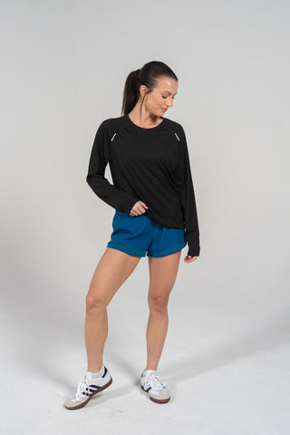 Alyth Active Alive Unleashed Long Sleeve in Black - Women's Workout Long Sleeve Top Front View
