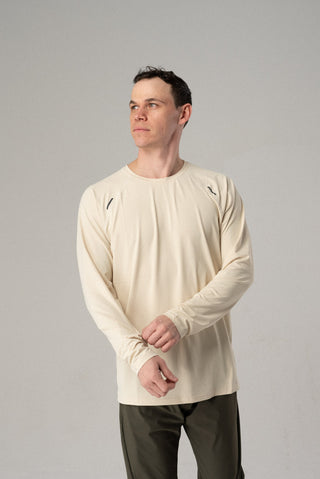 Alyth Active Alive Unleashed Long Sleeve in Cream - Women's Workout Long Sleeve Top Side View