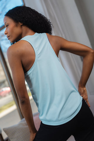 Alyth Active Always Worthy Ribbed Tank in Serene Sky - Women's Workout Tank Top Front View