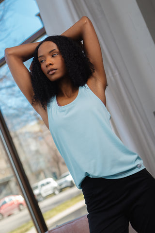 Alyth Active Always Worthy Ribbed Tank in Violet Haze - Women's Workout Tank Top Side View