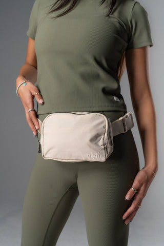 Alyth Active Alyth Belt Bag in Ivory - Women's Athletic Activewear Front View