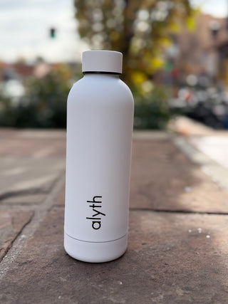Alyth Active Alyth Water Bottle 16oz in Black - Women's Athletic Activewear Back View
