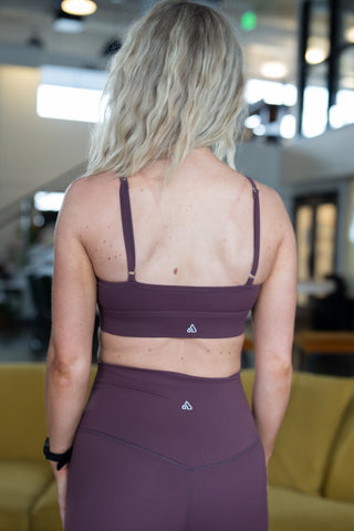 Alyth Active Brushed Attain Sports Bra in Forge - Women's Athletic Sports Bra Back View