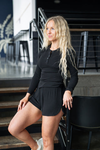 Alyth Active Calm Feather-Soft Long Sleeve in Sienna Blush - Women's Lounge Long Sleeve Top Side View