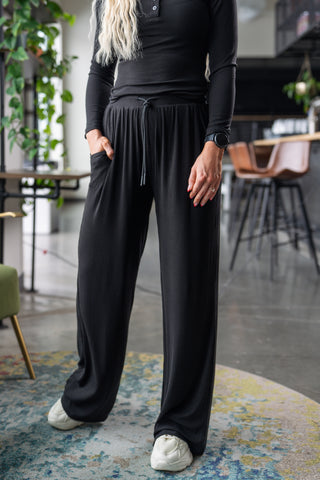 Alyth Active Calm Feather-Soft Lounge Pant in Black - Women's Lounge Pants Front View