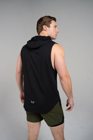 Alyth Active Determined Hooded Sleeveless in Dark Grey - Women's Workout Hoodie Side View