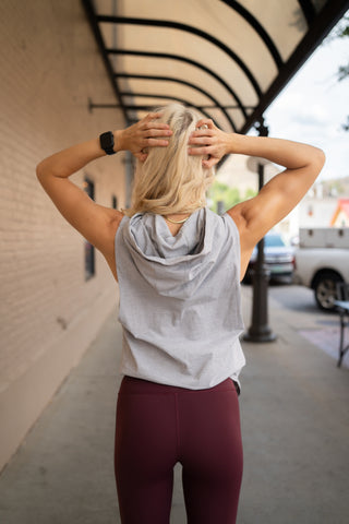 Alyth Active Determined Hooded Sleeveless in White - Women's Workout Hoodie Side View