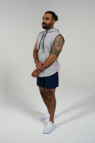 Alyth Active Determined Hooded Sleeveless in White - Women's Workout Hoodie Side View