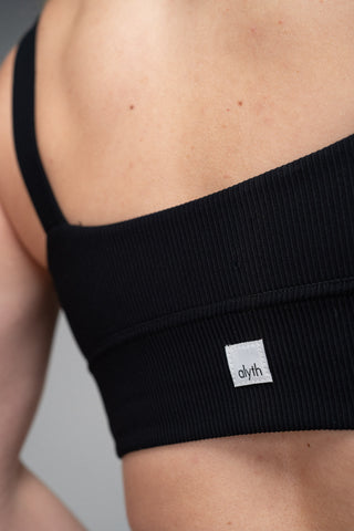 Alyth Active Dynamic Devoted Sports Bra in Black - Women's Athletic Sports Bra Front View