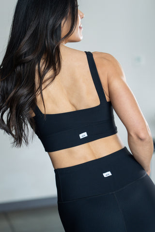 Alyth Active Dynamic Devoted Sports Bra in Dark Navy - Women's Athletic Sports Bra Detail View