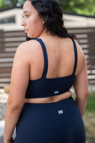 Alyth Active Dynamic Devoted Sports Bra in Midnight Plum - Women's Athletic Sports Bra Detail View