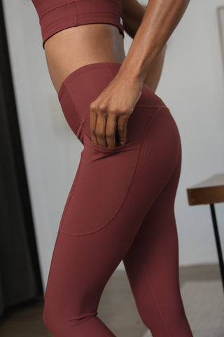 Alyth Active Dynamic Devoted Ultra Legging in Ironwine - Women's Workout Leggings Back View