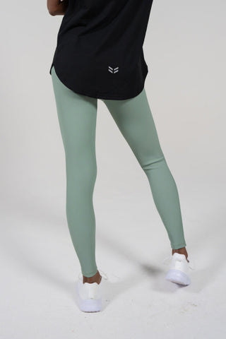 Alyth Active Dynamic Devoted Warmth Legging in Slate Green - Women's Workout Leggings Detail View