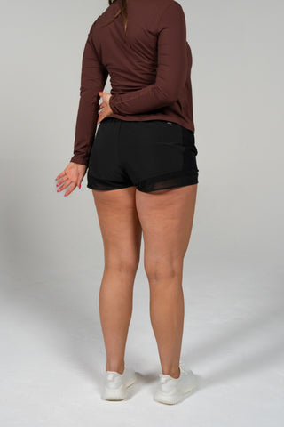 Alyth Active Empowered V2 Short in Black - Women's Workout Shorts Back View