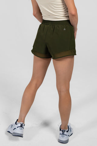 Alyth Active Empowered V2 Short in Dark Olive - Women's Workout Shorts Back View