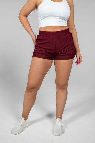 Alyth Active Empowered V2 Short in Maroon - Women's Workout Shorts Front View