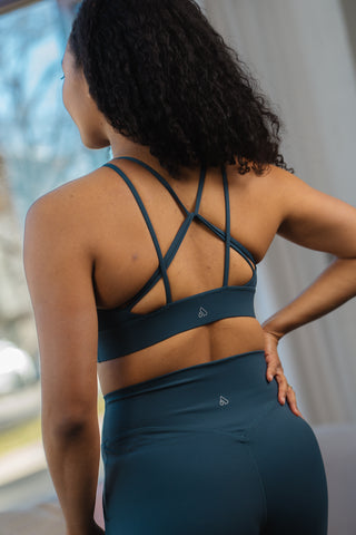 Alyth Active Gravity Adventurous V2 Sports Bra in Ocean Depth - Women's Athletic Sports Bra Back View