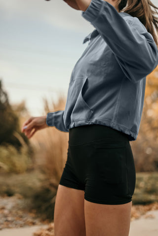 Alyth Active Gravity Breaking Free Pullover in Thistle Blue - Women's Running Clothing Side View