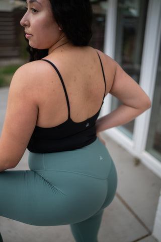 Alyth Active Gravity Determination Built-In Tank in Black - Women's Workout Tank Top Back View