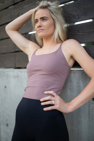 Alyth Active Gravity Determination Built-In Tank in Chaise - Women's Workout Tank Top Front View