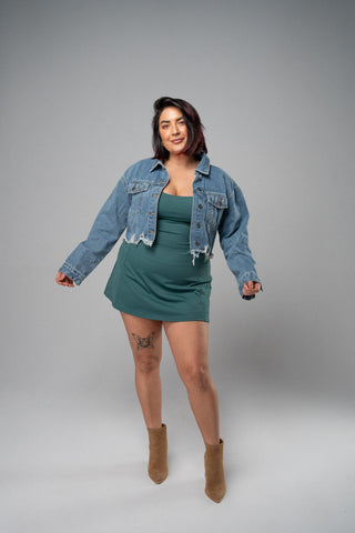 Alyth Active Gravity Powerfully Wild Tennis Dress in Rich Teal - Women's Athletic Dress Back View