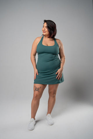 Alyth Active Gravity Powerfully Wild Tennis Dress in Rich Teal - Women's Athletic Dress Side View