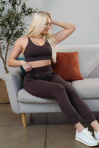 Alyth Active Gravity Resilient Jogger in Dark Mauve - Women's Yoga Joggers Front View