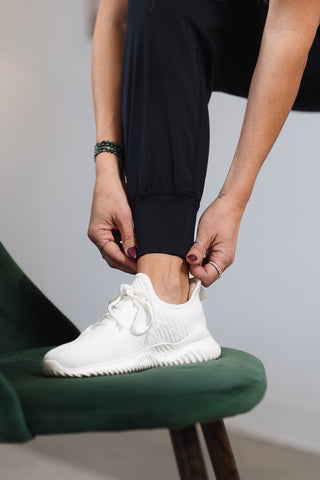 Alyth Active Gravity Resilient Jogger in Ocean Depth - Women's Yoga Joggers Front View