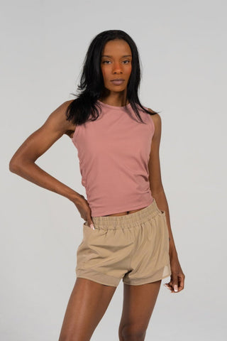 Alyth Active Gravity Soaring Tank in Steel - Women's Workout Tank Top Back View