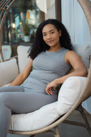 Alyth Active Gravity Soaring Tank in Steel - Women's Workout Tank Top Front View