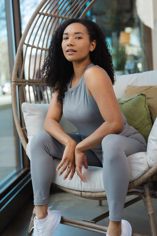 Alyth Active Gravity Strength Stayform Legging in Steel - Women's Workout Leggings Back View