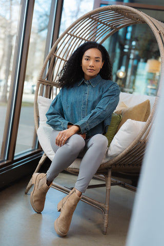 Alyth Active Gravity Strength Stayform Legging in Thistle Blue - Women's Workout Leggings Side View