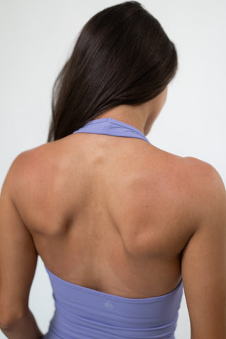 Alyth Active Legacy Halter Crop Tank in Periwinkle - Women's Workout Tank Top Front View