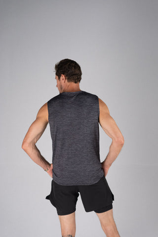 Alyth Active Power Sleeveless in Silver Grey - Women's Workout Sleeveless Top Back View