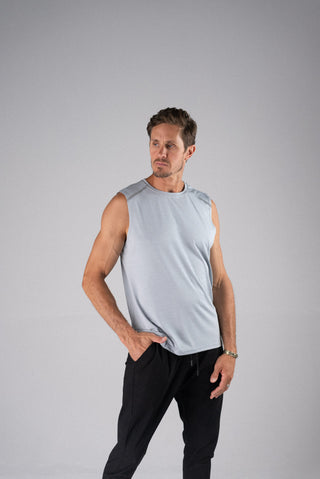 Alyth Active Power Sleeveless in Silver Grey - Women's Workout Sleeveless Top Side View