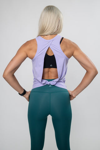Alyth Active Serene Soft Fiercefully Tank in Lavender - Women's Open-Back Workout Tank Top Back View