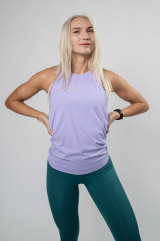Alyth Active Serene Soft Fiercefully Tank in Lavender - Women's Open-Back Workout Tank Top Front View