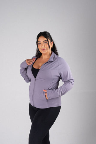 Alyth Active Serene Soft Motivate Jacket in White - Women's Running Jacket Front View