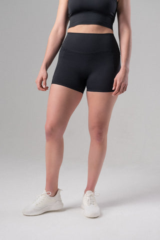 Alyth Active Serene Transform Short in Black - Women's Athletic Shorts Detail View