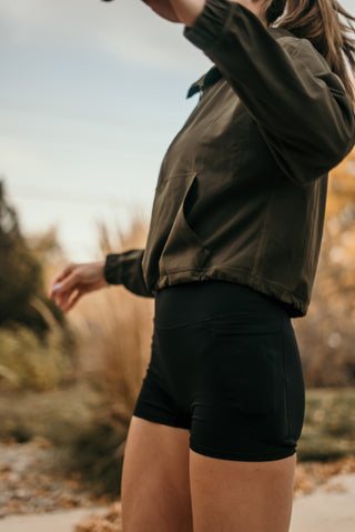 Alyth Active Serene Transform Short in Oatmeal - Women's Athletic Shorts Front View