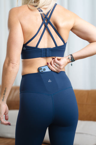 Alyth Active Serene Warrior V2 Legging in French Navy - Women's Yoga Leggings Back View