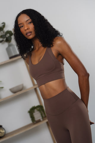 Alyth Active Serene Warrior V2 Sports Bra in Ashen Fig - Women's Athletic Sports Bra Detail View