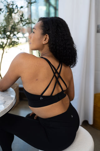 Alyth Active Serene Warrior V2 Sports Bra in Black - Women's Athletic Sports Bra Back View