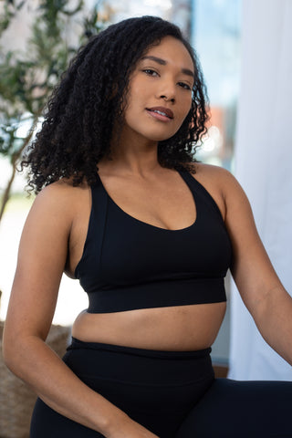 Alyth Active Serene Warrior V2 Sports Bra in Black - Women's Athletic Sports Bra Front View