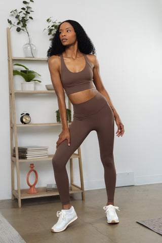 Alyth Active Serene Warrior V2 Sports Bra in Café Noir - Women's Athletic Sports Bra Back View