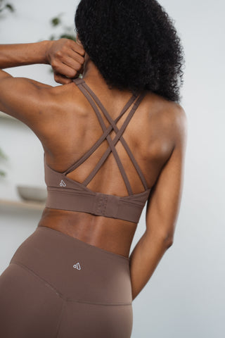 Alyth Active Serene Warrior V2 Sports Bra in Café Noir - Women's Athletic Sports Bra Front View