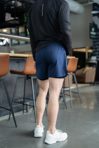 Alyth Active Worthy Liner Shorts in Midnight Blue - Women's Workout Shorts Back View