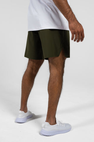 Alyth Active Worthy Linerless Shorts in Dark Moss - Women's Workout Shorts Side View