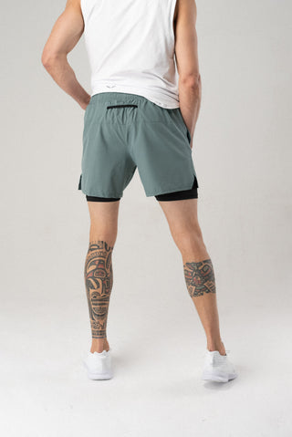 Alyth Active Worthy Shorts in Cooled Teal - Women's Workout Shorts Back View